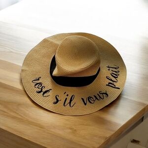 Rose S'il Vous Plait Straw Wide Brim Floppy Sun Hat